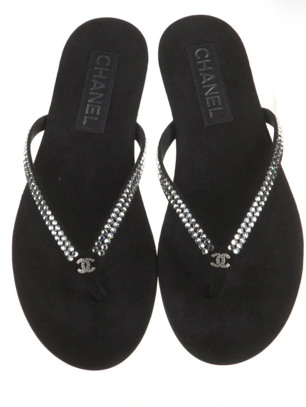 Chanel Interlocking CC Logo Flip Flops w Tags